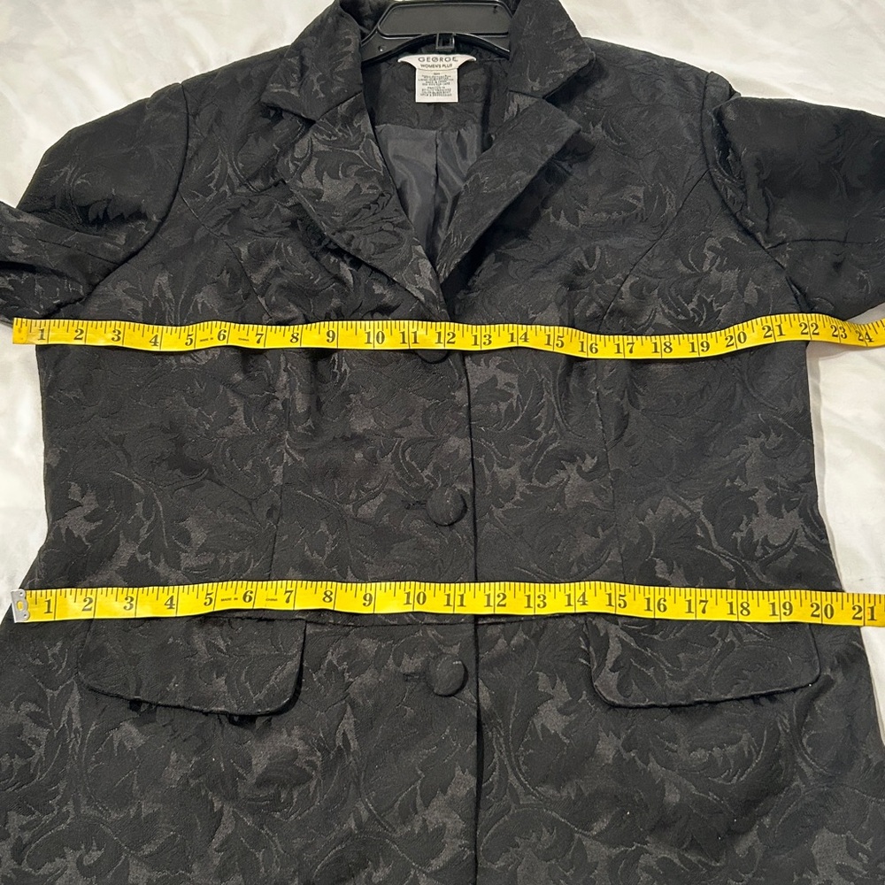 George Black Jacquard Leaf Mid Length Jacket Coat - Picture 11 of 13